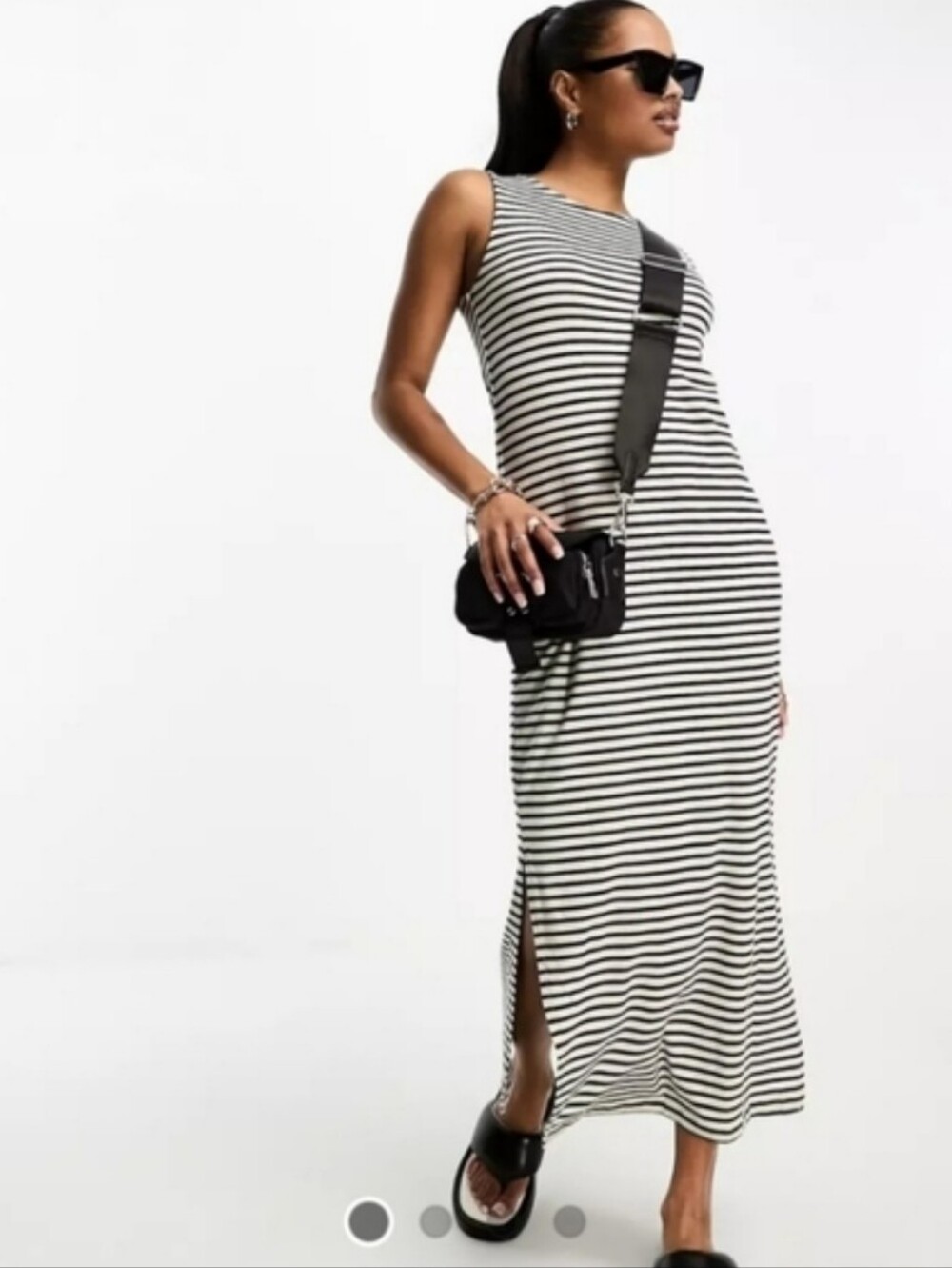 VERO MODA Sleeveless Black & White Striped Maxi Dress, LP
